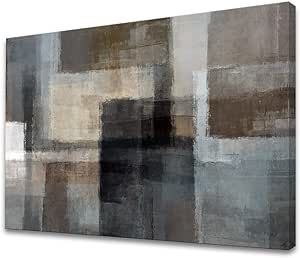Cao Gen Decor A62481 Canvas Prints Abstract Wall Art Print Paintings Grey and Brown Home Decor Stretched and Framed Ready to hang for Living Room Bedroom and Office Home Kitchen Artwork 32X48 inch