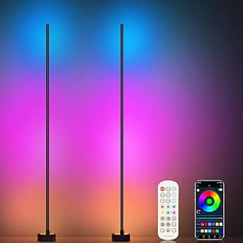 Miortior Corner Floor Lamp, 2 Pack Smart LED Corner Lamp Works with App/Remote/Button Control, RGB Floor Lamp with 16 Million DIY Colors, 68+ Scene, Music Sync for Living Room, Gaming Room, etc