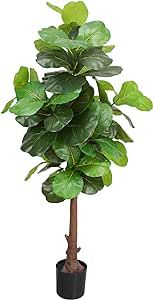 LUWENER 6FT Faux Fiddle Leaf Fig Tree,Artificial Ficus Lyrata Plant Tree with 86 Leaves,Ficus Silk Plant Artificial Trees for Office Indoor Outdoor Garden Living Room Home Decor(1PCS)