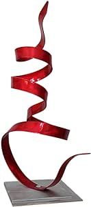Statements2000 Small Modern Table Accent, Abstract Desk Decor, Garden Sculpture - Red Whisper Accent by Jon Allen - 18.5"