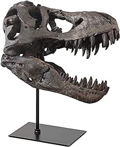 pombconw T-Rex Skull Statue Home Office Desktop Shelf Decor Dinosaur Head Sculptures Tyrannosaurus Skeleton Resin Replica Model, Figurines Decorative Ornaments for Living Room Bedroom Bookshelf