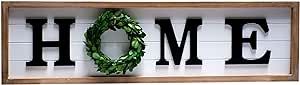 SIMPLY ANI Rustic Large Home Sign with Real Wreath for O|Framed Farmhouse Wood Wall Sign Plaque|Gallery Wall Hanging Decor, Rustic Farmhouse Home Decor|Shiplap Signs|Wooden Home Plaque|Fixer Upper