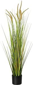KOL Artificial 4ft Horsetail Reed Grass, 47.2in Artificial Indoor Outdoor Fake Grass Plant, Home Office Decorative Artificial Plants & Flowers in Pot Faux Plant Greenery,Housewarming Gift Grass