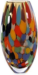 NOVICA Multicolor Confetti Hand Blown Murano Style Art Glass Vase, Carnival Confetti'