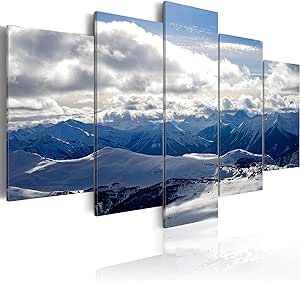 artgeist Canvas Wall Art Print Nature Mountains 80x40 in - 5pcs Home Decor Framed Stretched Picture Photo Painting Artwork Image Landscape Sky c-B-0082-b-m